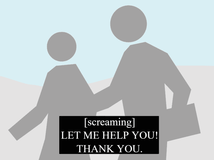 example of captioning under a conversation