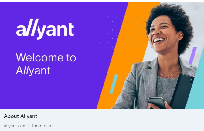 Screenshot of link preview from Allyant website. Webpage info is at the bottom of the preview.