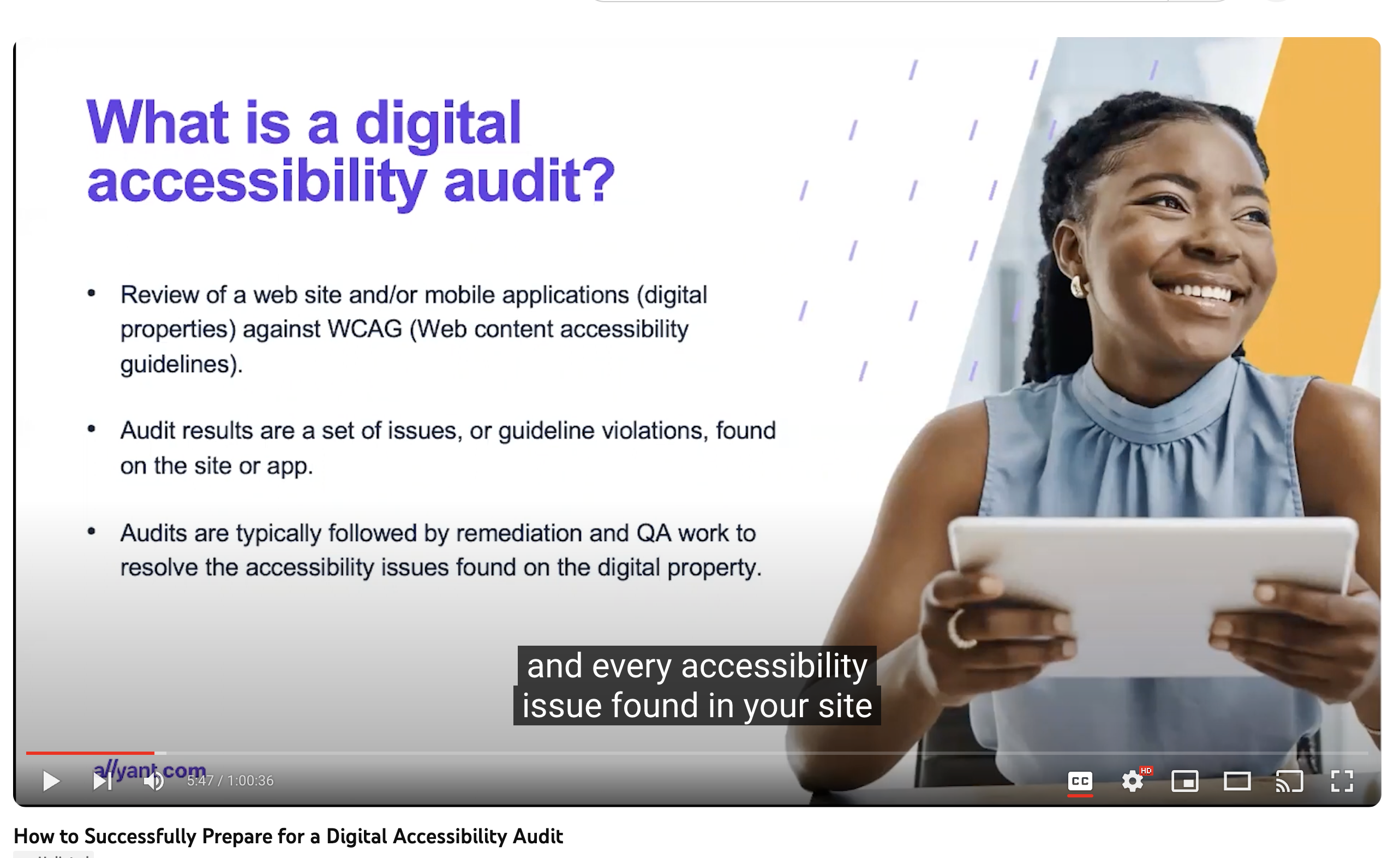 Screenshot of a video, showing the captions at the bottom.